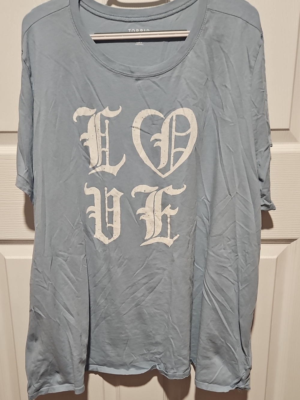 torrid Light Blue Graphic LOVE Short Sleeve Tee